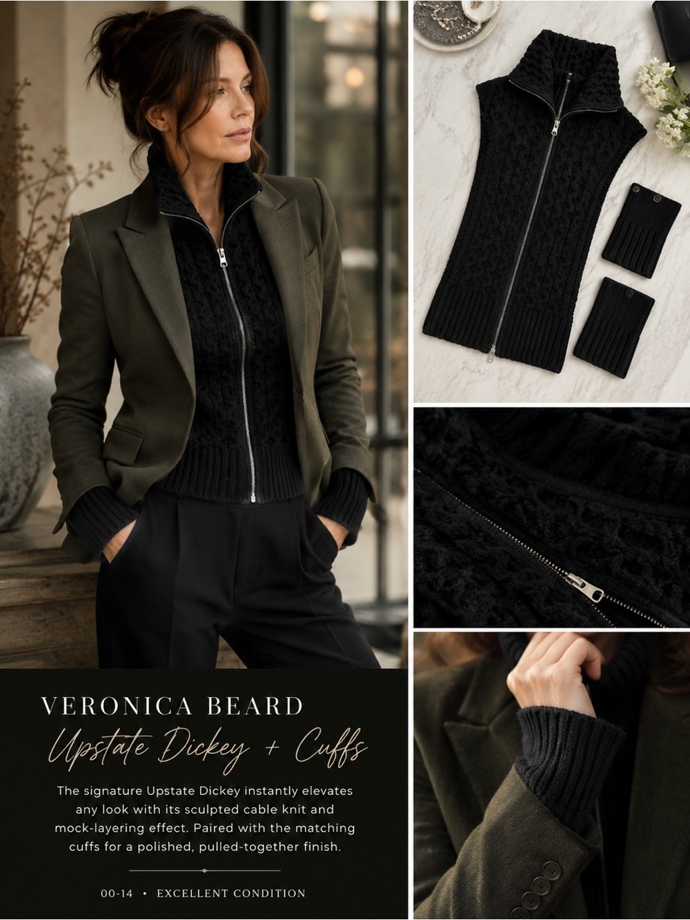 Veronica Beard Black Upstate Dickey & Cuffs